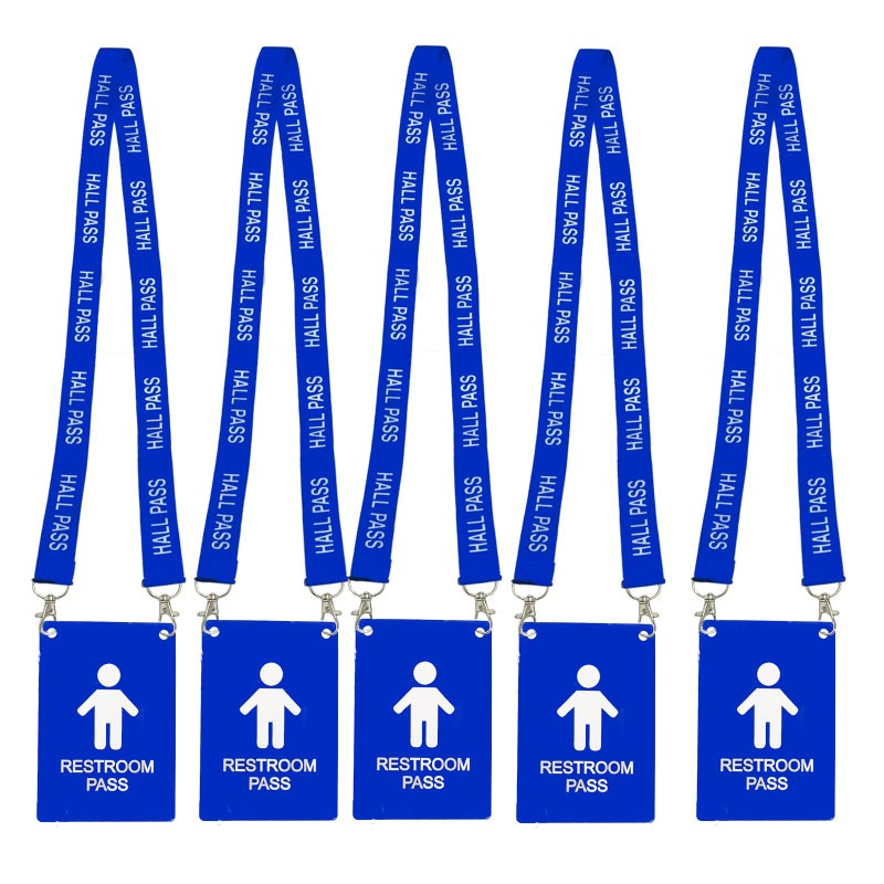 BEMAXYE Hall Pass Lanyards with Large Card Passes, Unbreakable School Classroom Passes Set for Teacher Parents (Blue) - Image 1